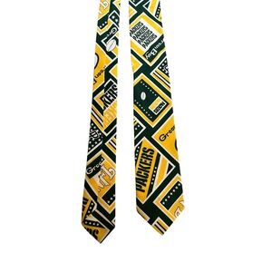 Vintage Green Bay Packers NFL Necktie Mens Green Gold Football Tie